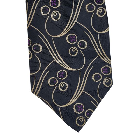 Vintage Polo Ralph Lauren Black Abstract Paisley Floral Silk Tie Made in USA - Picture 6 of 7